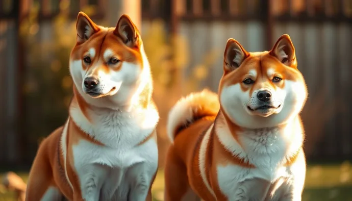 Akita Inu ve Shiba Inu yan yana dururken, iki farklı karakter yapısını yansıtan ifadeler