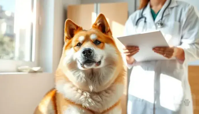 Akita Inu köpeğinin genetik hastalık taraması yapılan klinik ortamı