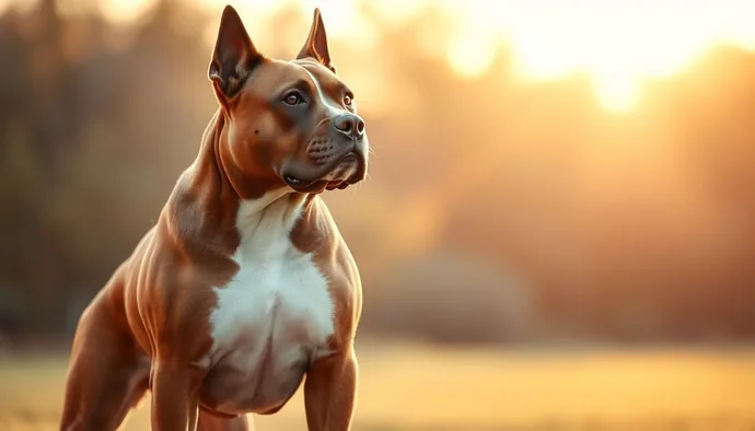 American Staffordshire Terrier ırkının kaslı atletik vücut yapısı, kısa parlak tüyü ve karakteristik kafa yapısını gösteren yan profili