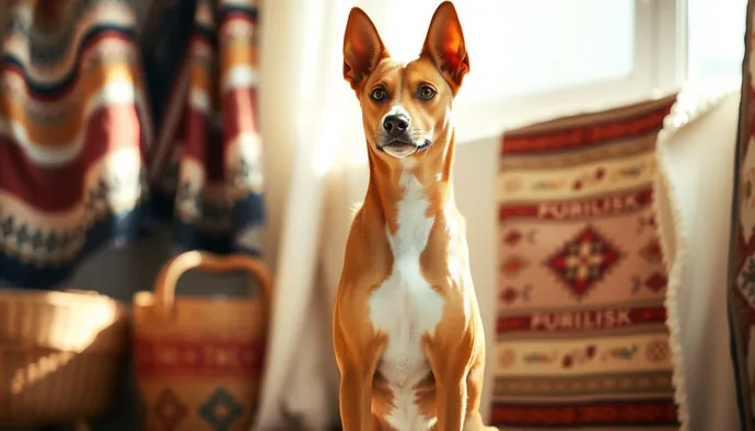 Basenji ırkının karakteristik oturma pozu ve kısa tüy yapısı