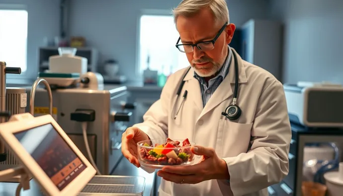 Laboratuvar ortamında köpek maması analizi yapan veteriner uzman