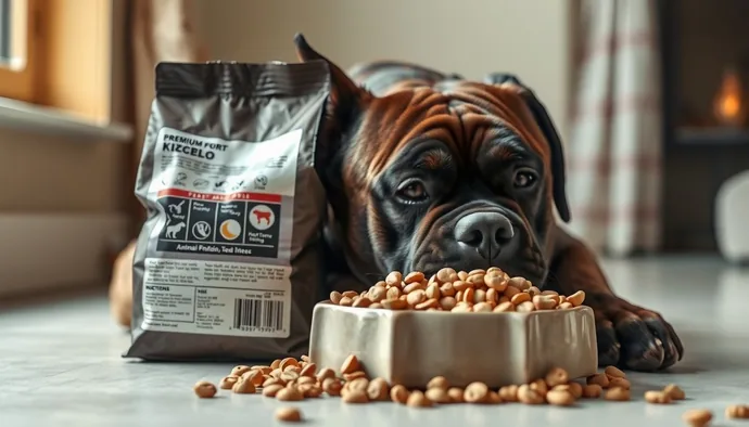 Cane Corso için uygun kuru mama kasesi ve içerik etiketi