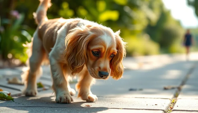 Cocker Spaniel yürüyüş sırasında doğal avcılık içgüdüsünü sergilerken