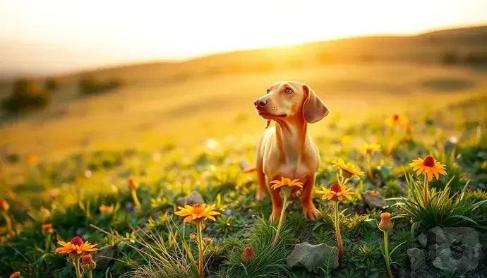 Dachshund köpeklerinin cesur yapısını gösteren bir fotoğraf