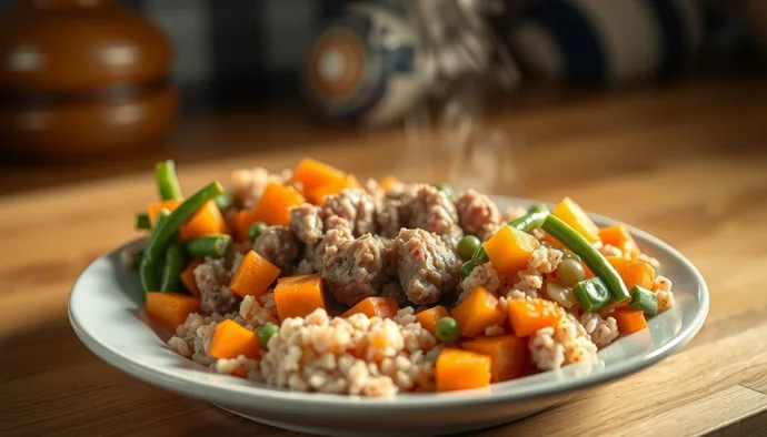 Ev yapımı köpek maması için temel besin gruplarının görsel dağılımı