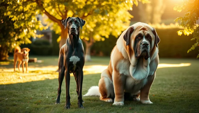 Great Dane ve Saint Bernard yan yana dururken boyut karşılaştırması