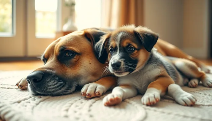 İki farklı enerji seviyesindeki köpeğin yan yana yatması, uyum sürecinin başarılı olduğunu gösteriyor