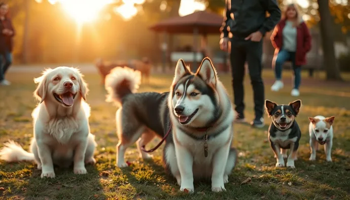 Köpek parkında farklı ırkların kontrollü biçimde sosyalleştiği sahne