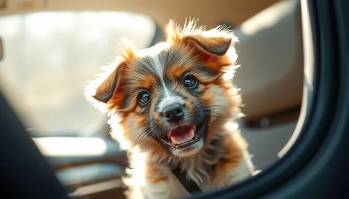 Yavru köpek araba koltuğunda huzursuzluk belirtileri gösterirken