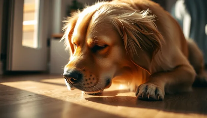 Gözleri kapatılmış sadık bir köpek, burnunu kullanarak çevresini keşfediyor