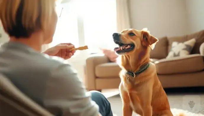 Pozitif pekiştirme yöntemiyle ödüllendirilen bir köpek
