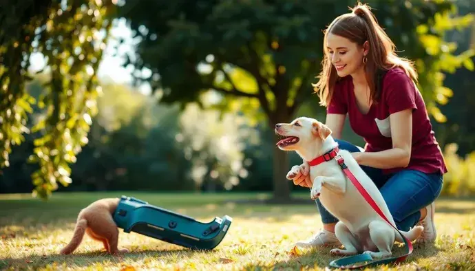 Köpek tasma eğitimi sırasında ödüllendirme anı