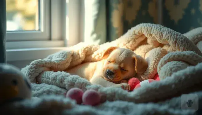 Yavru köpeğin güvenli bir alanda rahatlaması ve uyuması