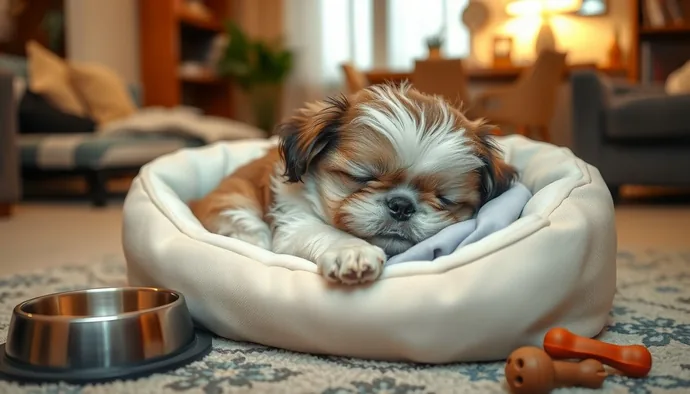 Yavru Shih Tzu'nun ilk gece düzeninin kurulması ve güvenli uyku alanı