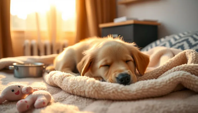 Yavru köpek için hazırlanmış güvenli ve sıcak ilk gece uyku alanı