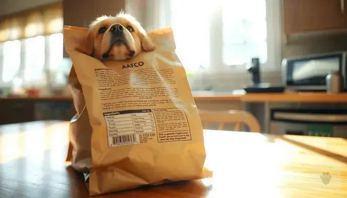 Köpek maması paketinin üzerindeki etiket
