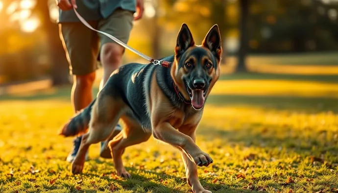 Yetişkin Alman Kurdu'nun kontrollü koşu egzersizi sırasında tasma kullanımı