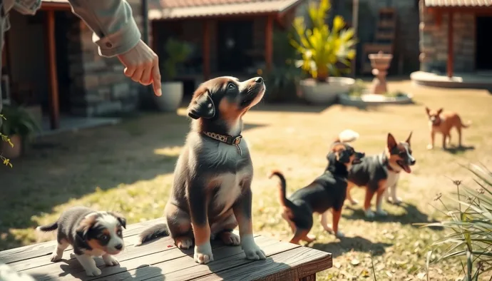 Büyük ırk yavru köpeğin kontrollü sosyalizasyon ortamında eğitim anı