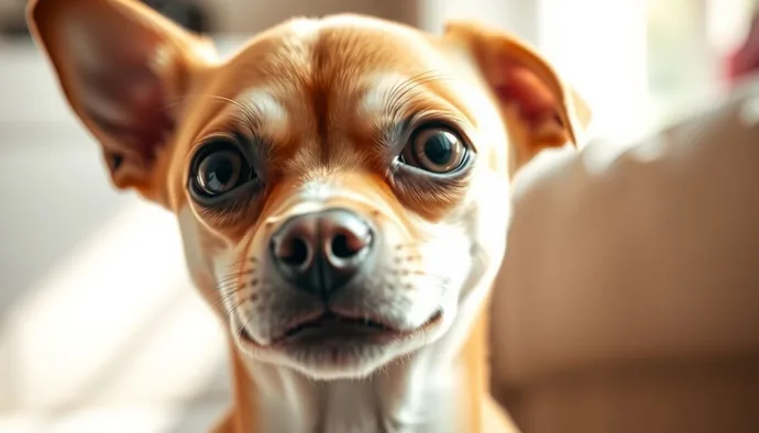 Chihuahua'nın göz ve ağız yapısının detaylı görünümü, diş sıralanması ve göz sağlığı kontrolü için referans