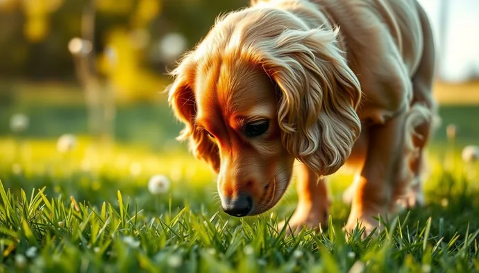 Cocker Spaniel burun takibi yaparken doğada çekilmiş fotoğraf