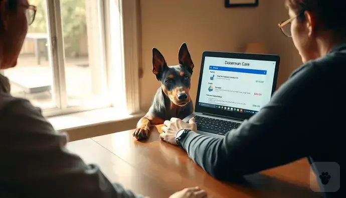 Doberman köpeğinin bakımı ve maliyetleri hakkında bilgi edinen bir kişi