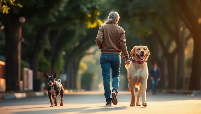 İki köpekli bir ailenin yürüyüş sırasında uyumlu şekilde ilerlemesi, hane dinamiklerinin nasıl değişeceğini gösteriyor