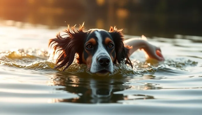 English Springer Spaniel yüzme aktivitesi sırasında - düşük eklem stresi ve yüksek enerji atımı sağlayan egzersiz türü