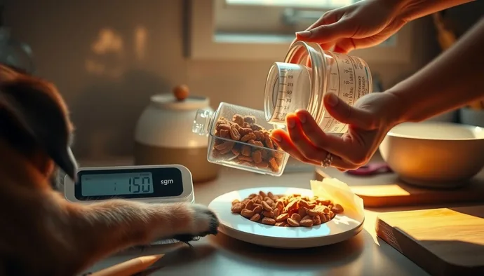 Ölçülü mama kabı ve tartı ile günlük porsiyon hazırlayan sahip