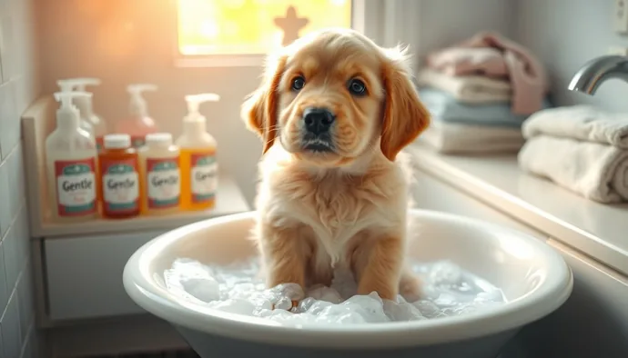 Yavru köpeğin ilk banyosu için hazırlık aşaması: uygun ürünler ve güvenli ortam