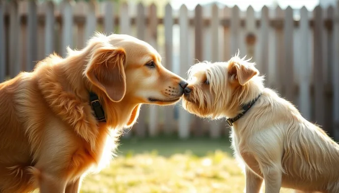 İki köpeğin kontrollü ortamda birbirini koklayarak tanıştığı sahne