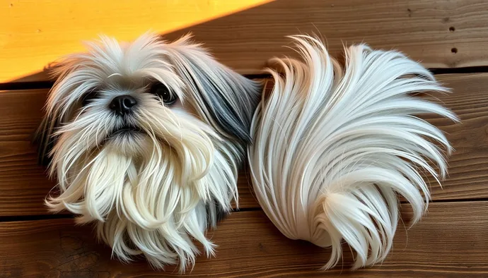 Shih Tzu ve Maltese Terrier tüy yapısı karşılaştırması: solda çift katlı tüy örneği, sağda tek katlı ipek tüy
