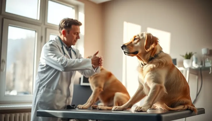 Veteriner hekim terapi köpeği adayının genel sağlık kontrolünü gerçekleştirirken
