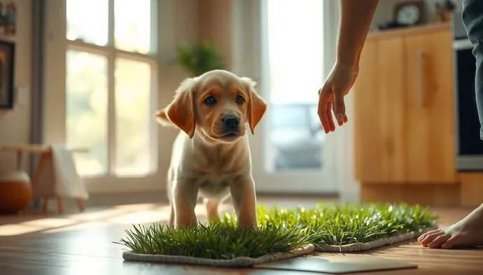 Yavru Labrador'un tuvalet alanına yönlendirilmesi