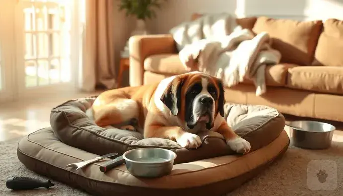 Saint Bernard köpeği ve bakım masrafları hakkında bilgi veren bir grafik.