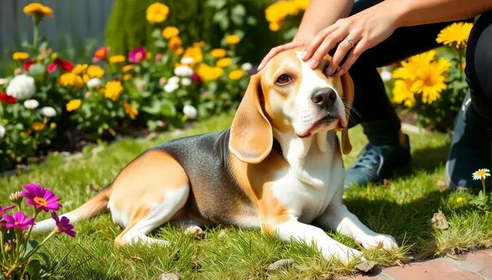 Beagle köpeklerinin kulaklarının kontrol edilmesi