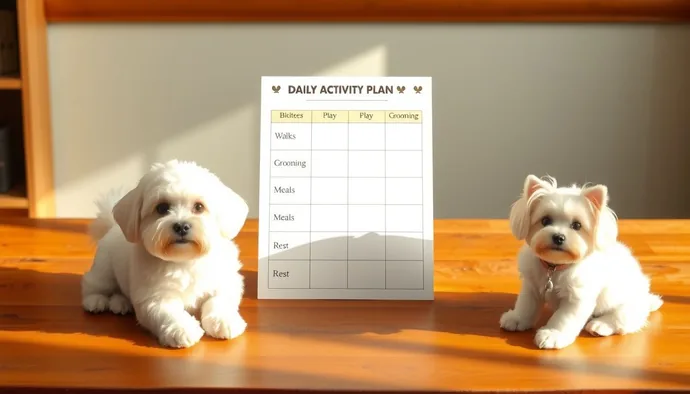 Bichon Frise ve Maltese ırkları için günlük aktivite planı şeması