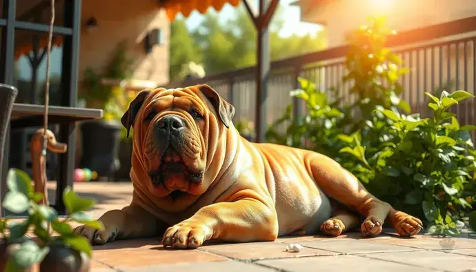 Sıcak havalarda serinleyen bir Shar Pei köpeği