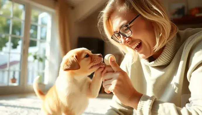 Yavru köpek ısırma davranışı ve eğitim süreciyle ilgili bir sahne
