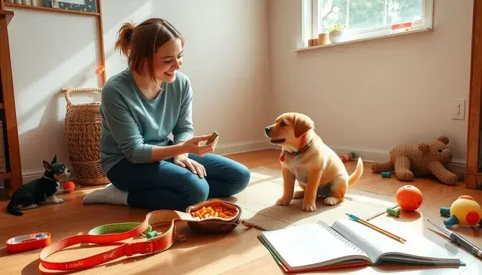 Köpek eğitimi için gerekli malzemeler: ödül maması, tasma, oyuncaklar ve not defteri