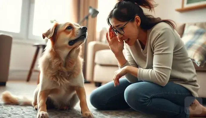 Köpeklerde aşırı havlama ve fiziksel rahatsızlıkları gösteren bir görsel