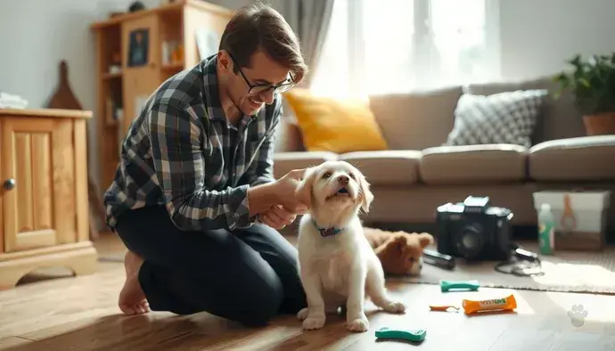 Veteriner kontrolü gerektiren davranış sorunları yaşayan yavru köpek