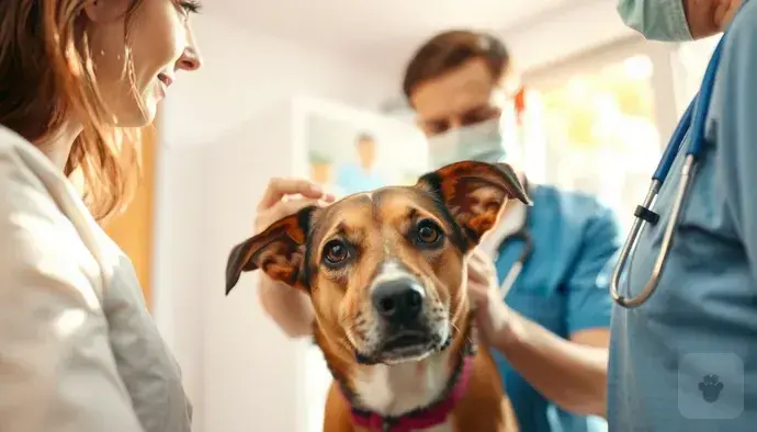 Veteriner kontrolünde alerji testi uygulanan köpek